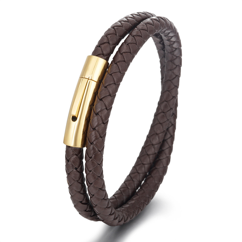 4:Brown leather gold buckle