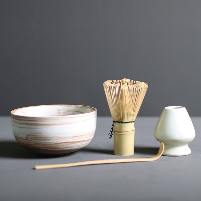 Matcha bowl set of four (handmade glaze white)