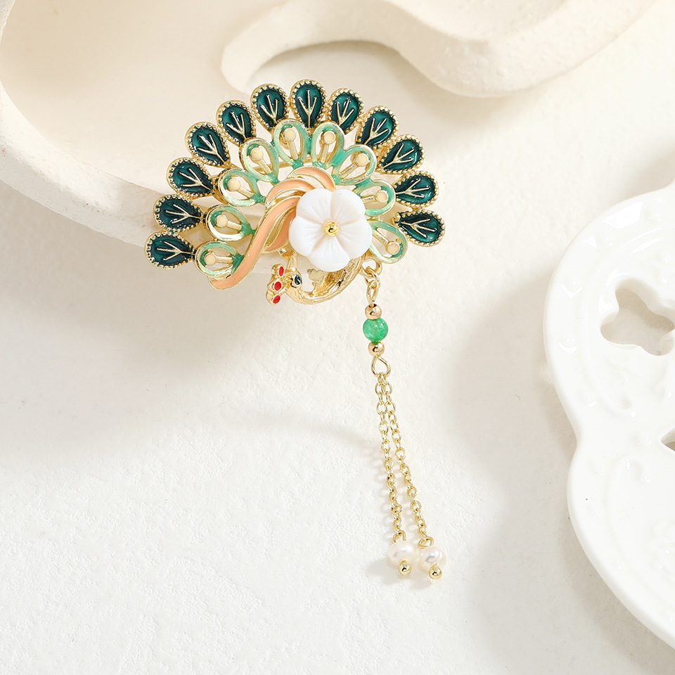 30x43mm Future Prosperity - Peacock Brooch