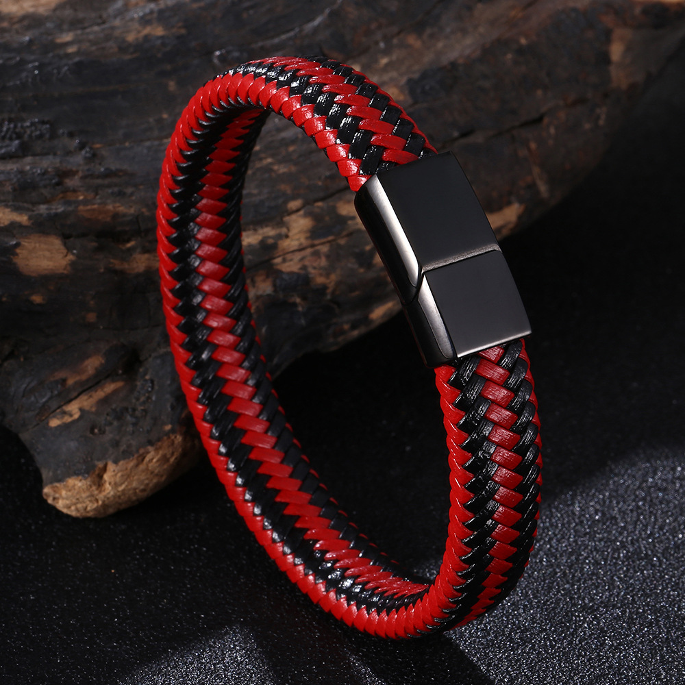 Black and red leather 175mm