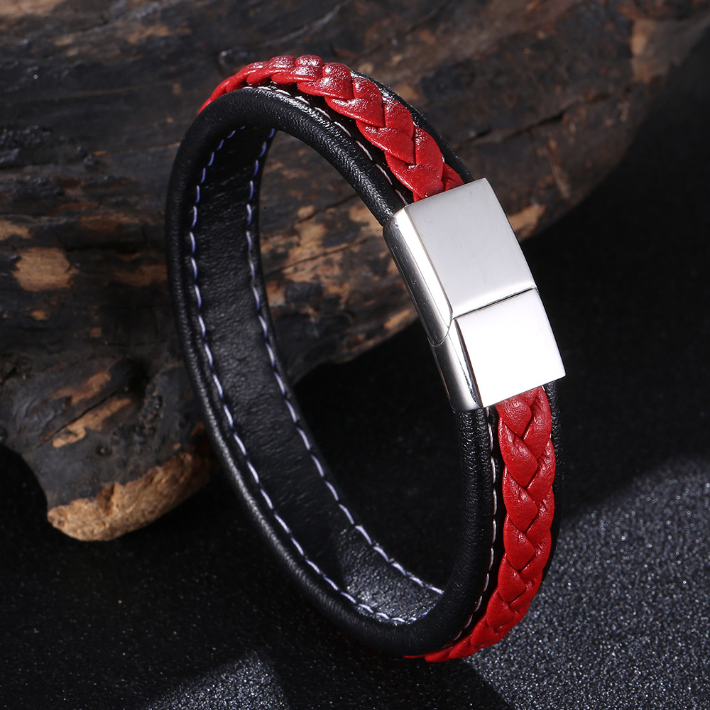 Black and red leather 195mm