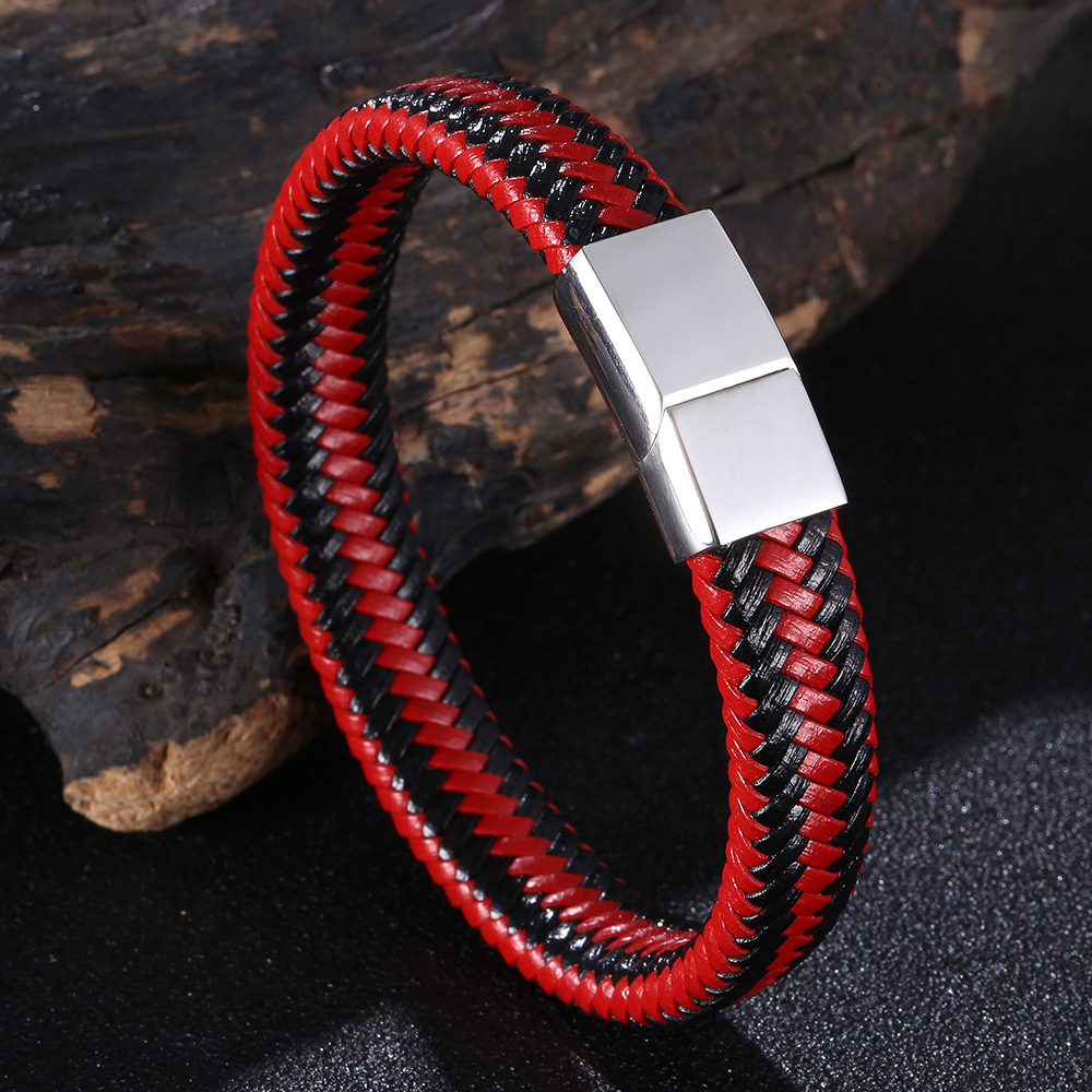 Black and red leather 165mm