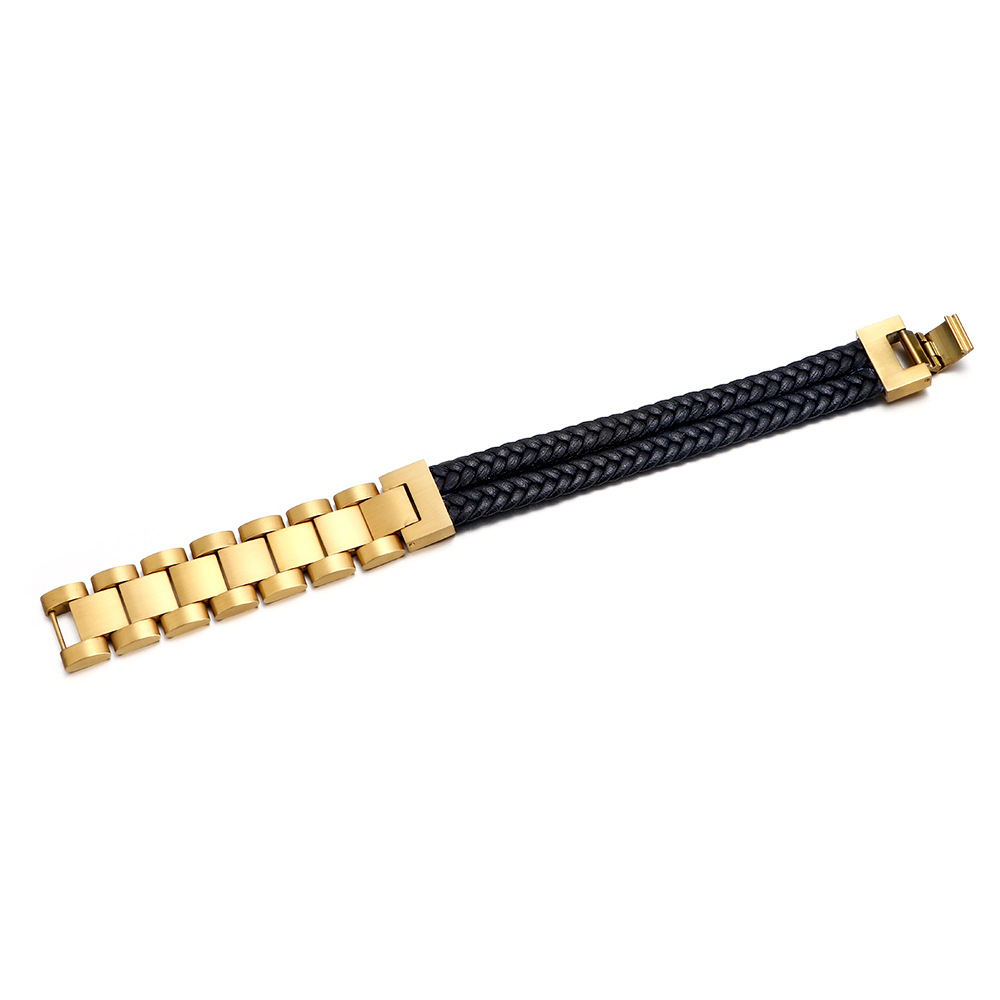 Black Leather + gold Buckle