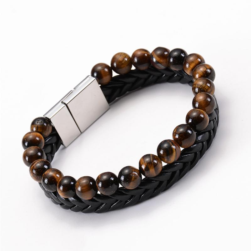 Tiger's Eye Leather Bracelet