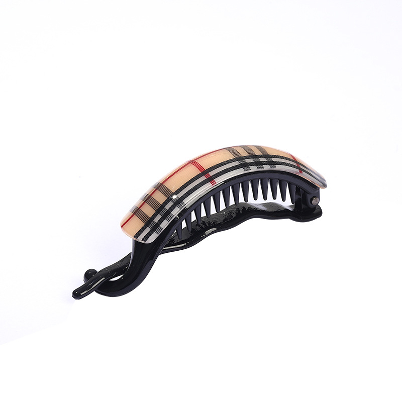 Twist clip -- plaid light khaki