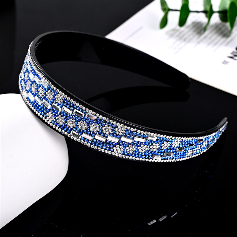 White glass + blue drill headband