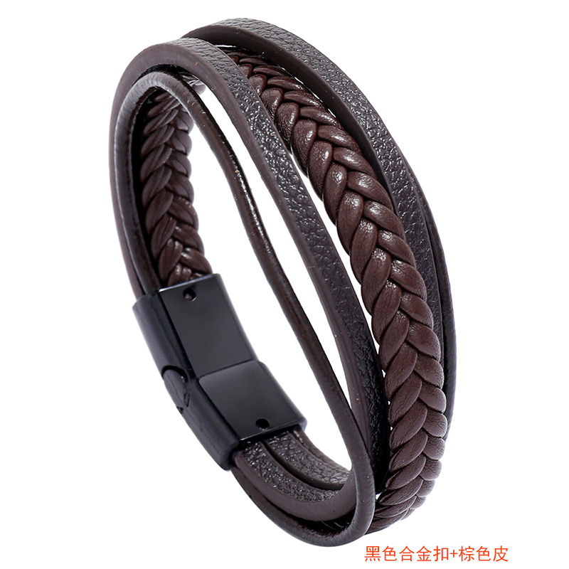 Black alloy buckle + brown leather