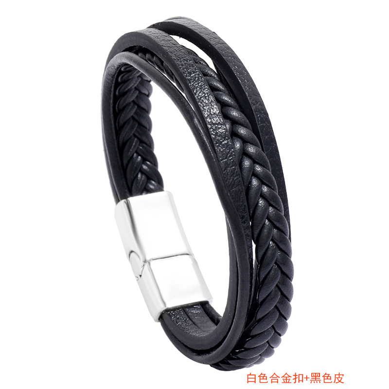 4:White Alloy Buckle   Black Leathe