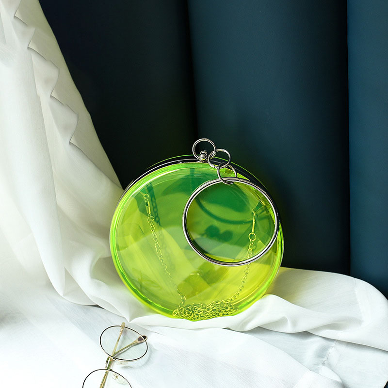 Transparent green flat round silver frame