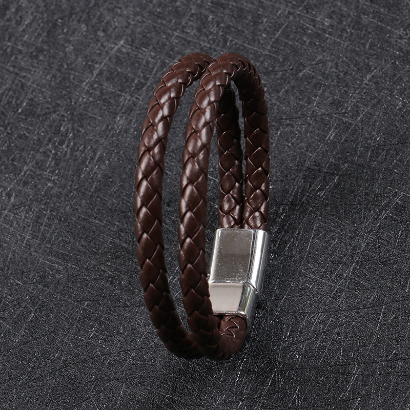 1:Brown leather white buckle