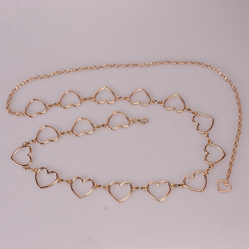 2:Large Love Heart Waist Chain Gold