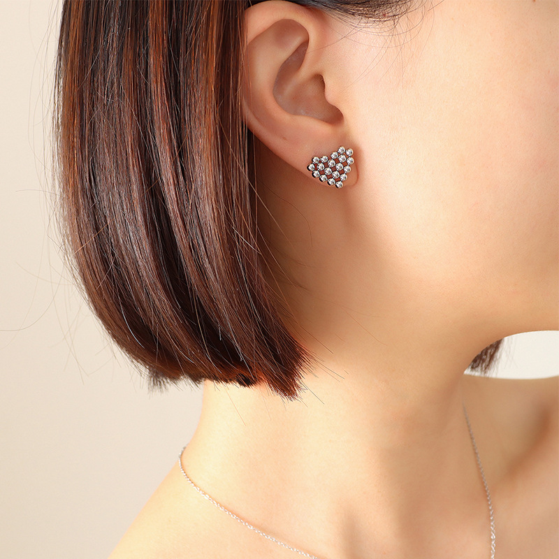 1:Steel Color Stud Earrings