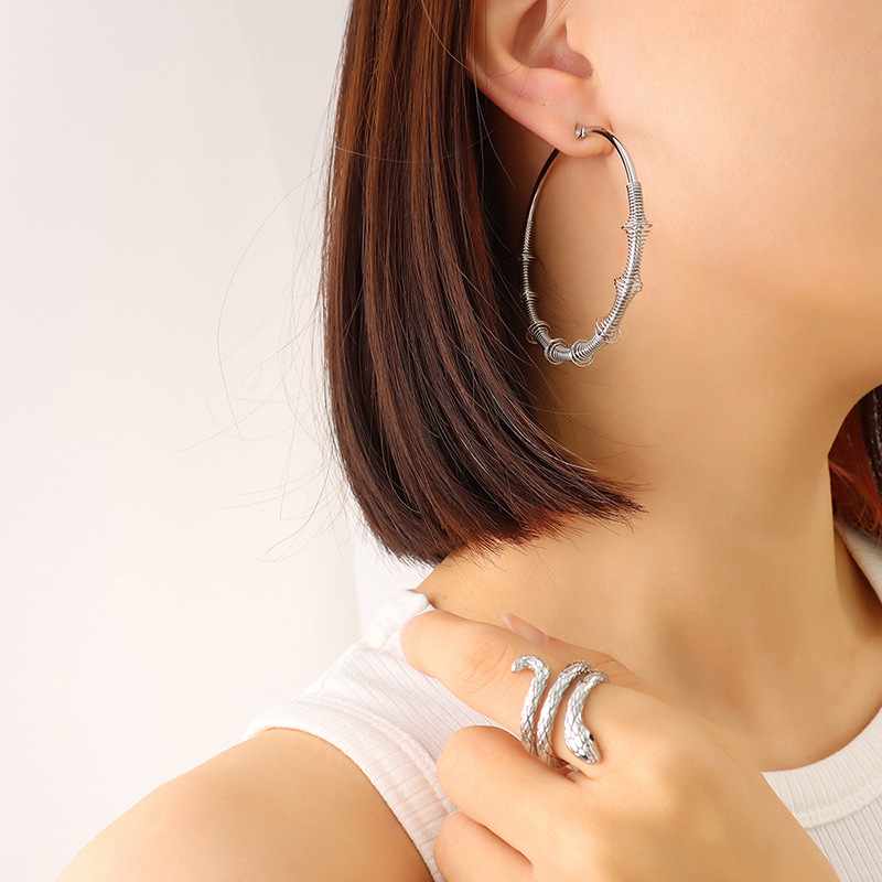 1:Large Steel Earrings 60mm