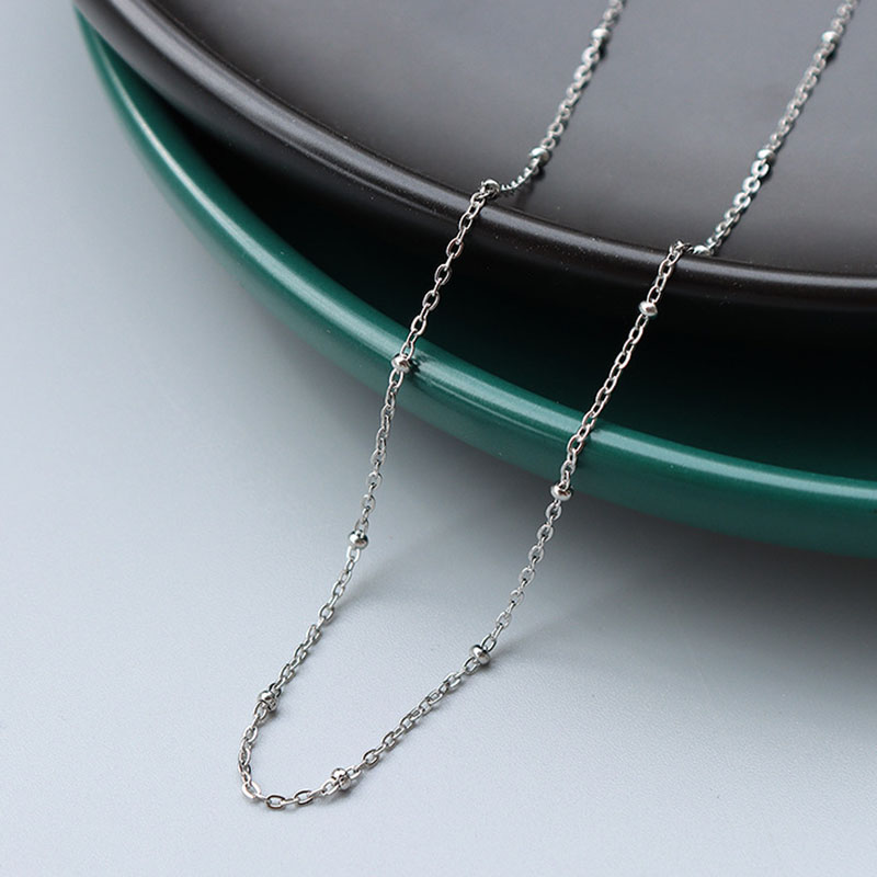 Fine Steel Color Cross Bead Chain 1.2mm, 40+5cm