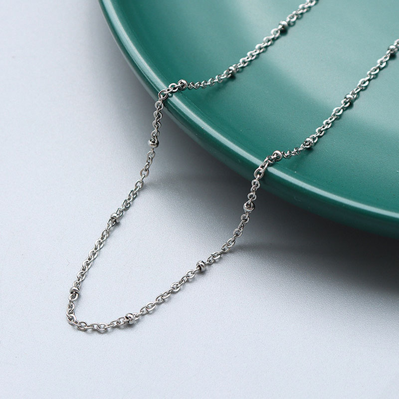 Coarse Steel color Cross Bead Chain 1.7mm, 40+5cm