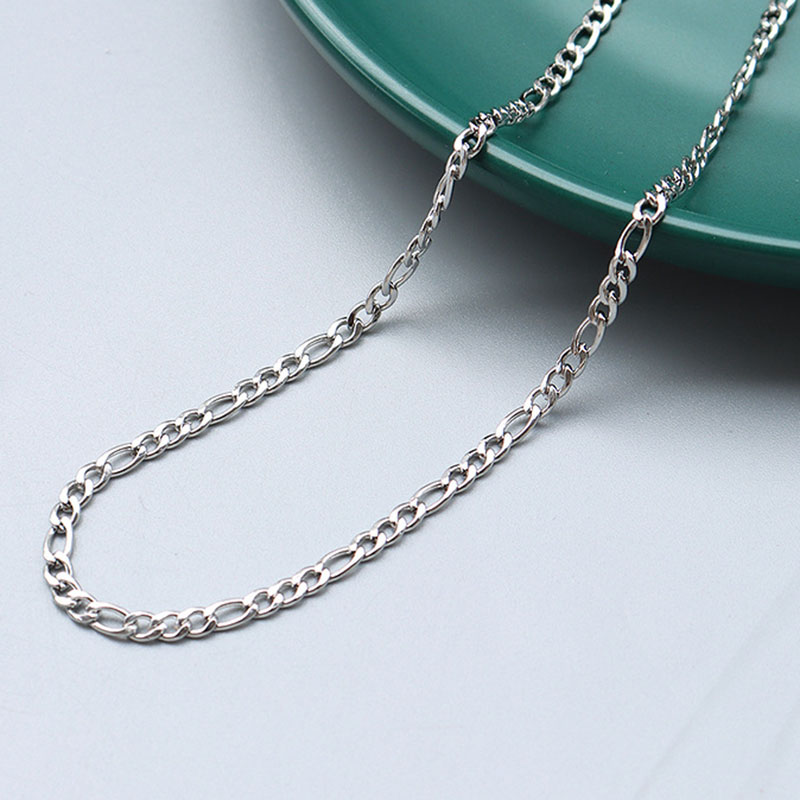 Steel Color Figaro Chain 3mm, 40+5cm