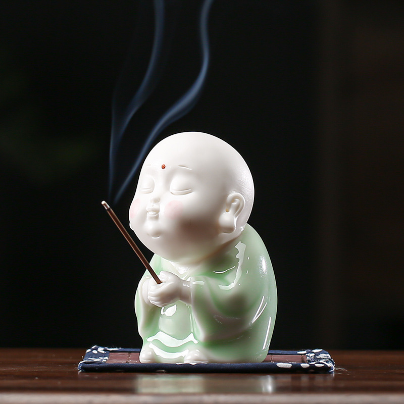 Cyan Little Buddhist Monk 5.5*6.7*9.5cm