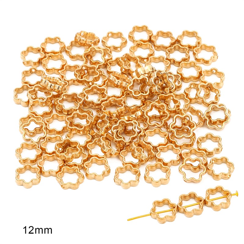 Hollow Plum Blossom 12mm Electroplating Gold 50pcs