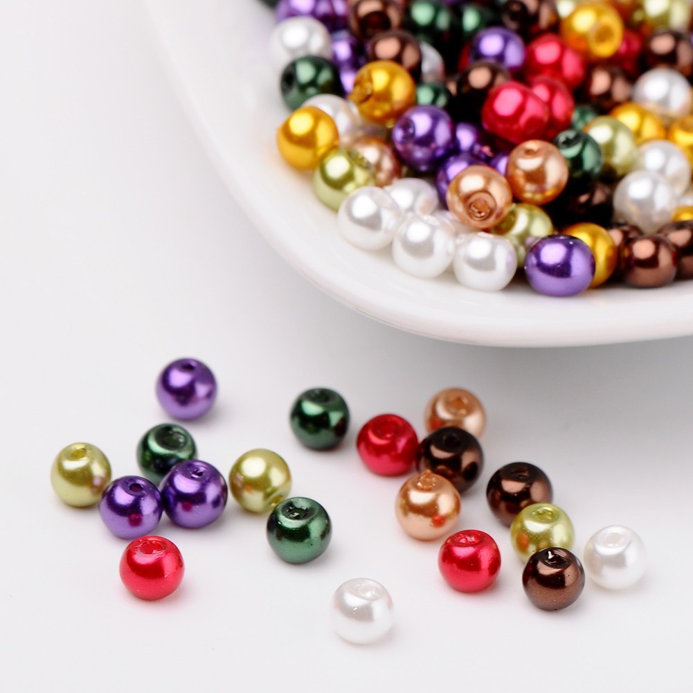 Deep mixed color 6mm, about 200 pcs / bag