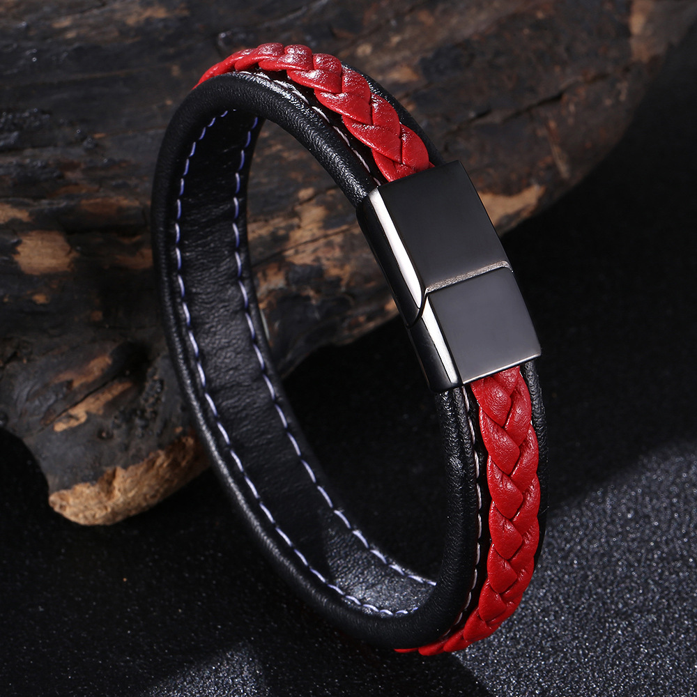 Black and red leather 165mm