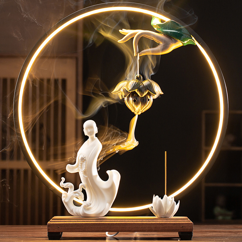 Lotus hanging stove + lamp circle + Zen monk