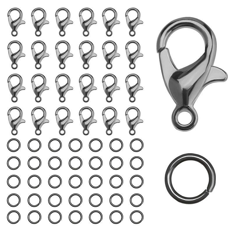 1:Gun black set 50 lobster clasps, 120 closed loops