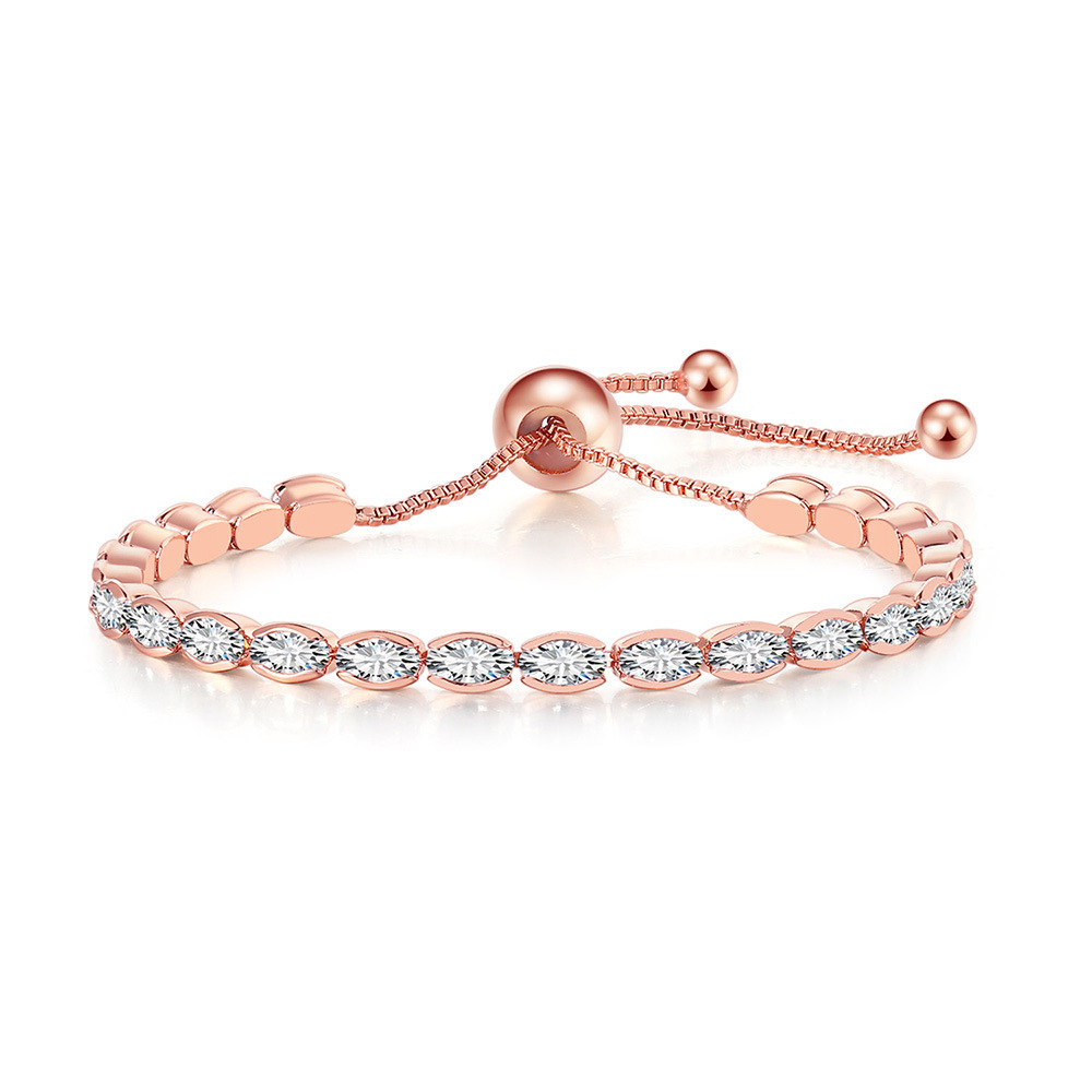 Rose Gold 3*5mm egg -shaped white stones