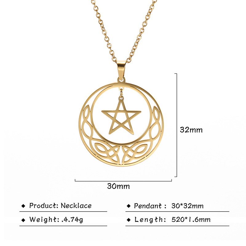 Golden upper five-pointed star round cutout