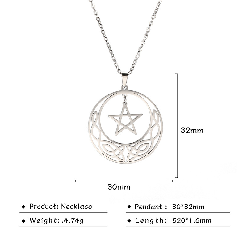 Pentagram round hollow on steel color