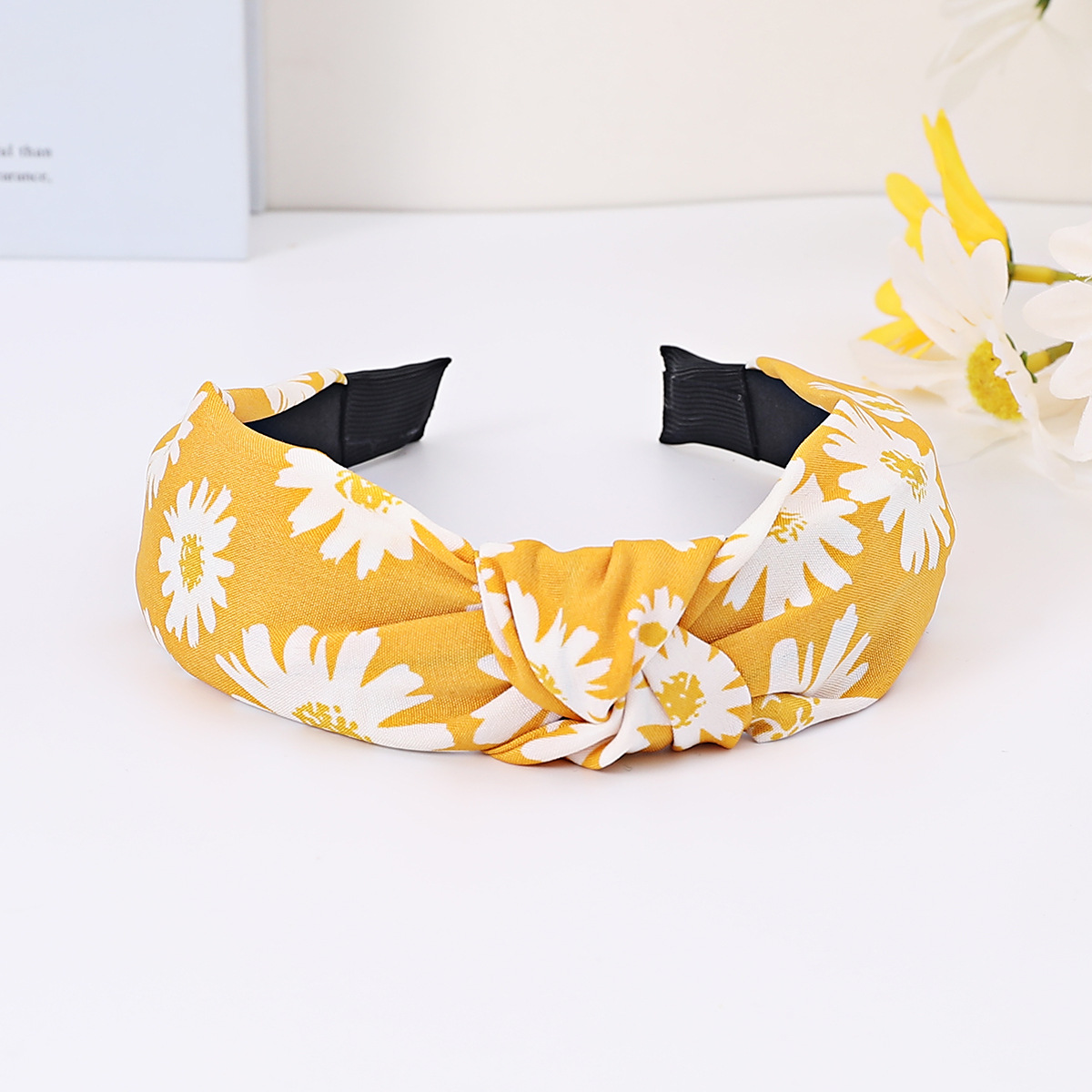 Yellow Daisy Knotted Headband