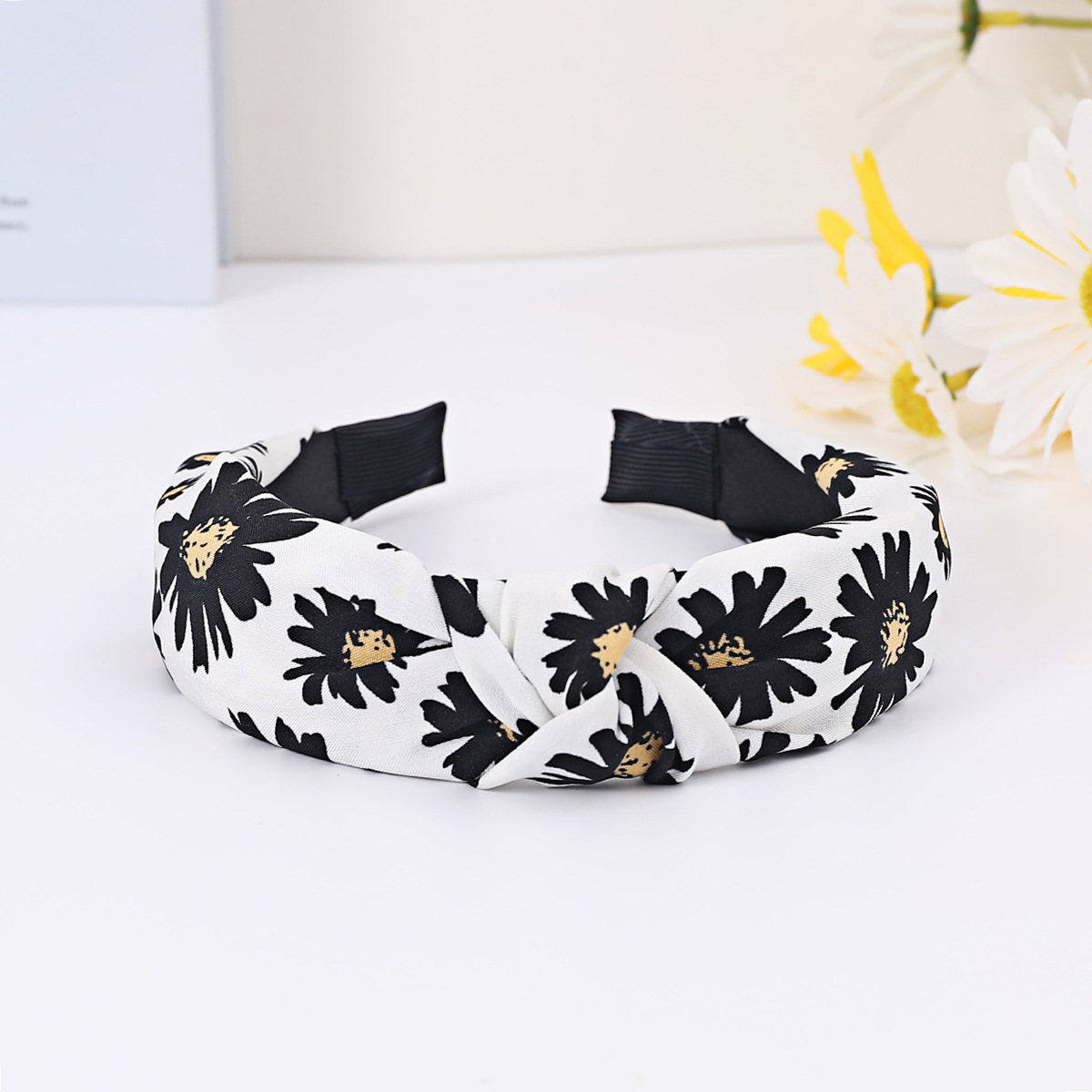 White Daisy Knot Headband