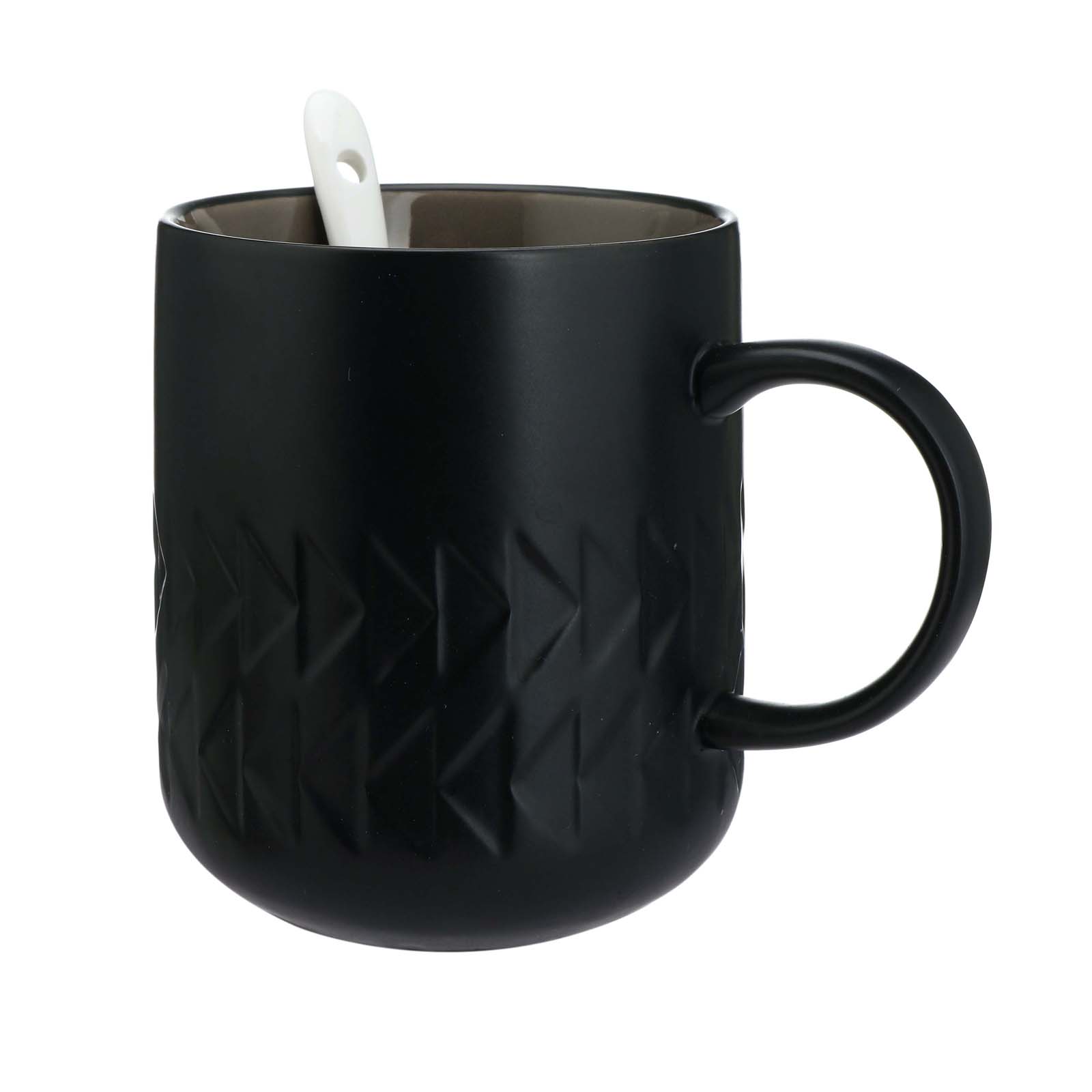 Embossed Textured Mug - Matte Black Inside Red Grey