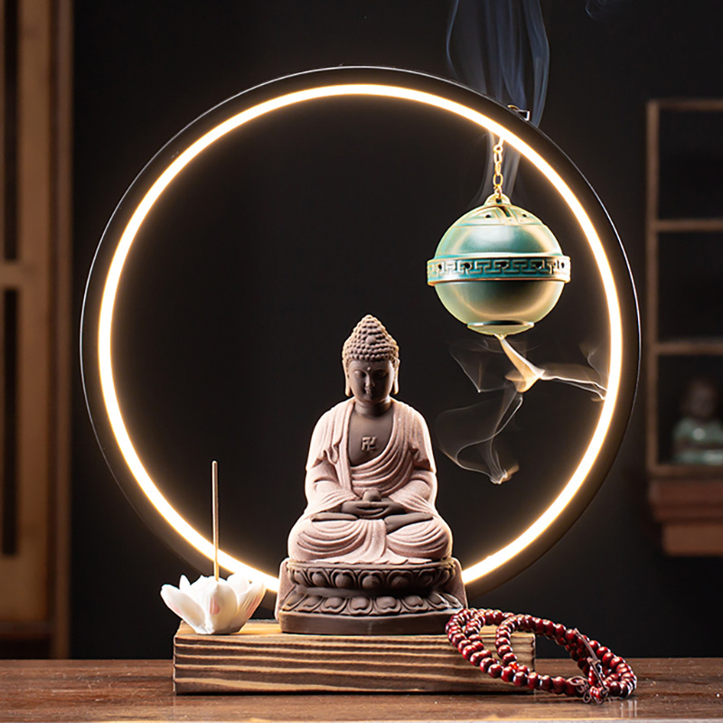 3:USB dual-purpose plug-pink robe Buddha statue   hanging ball lamp full set