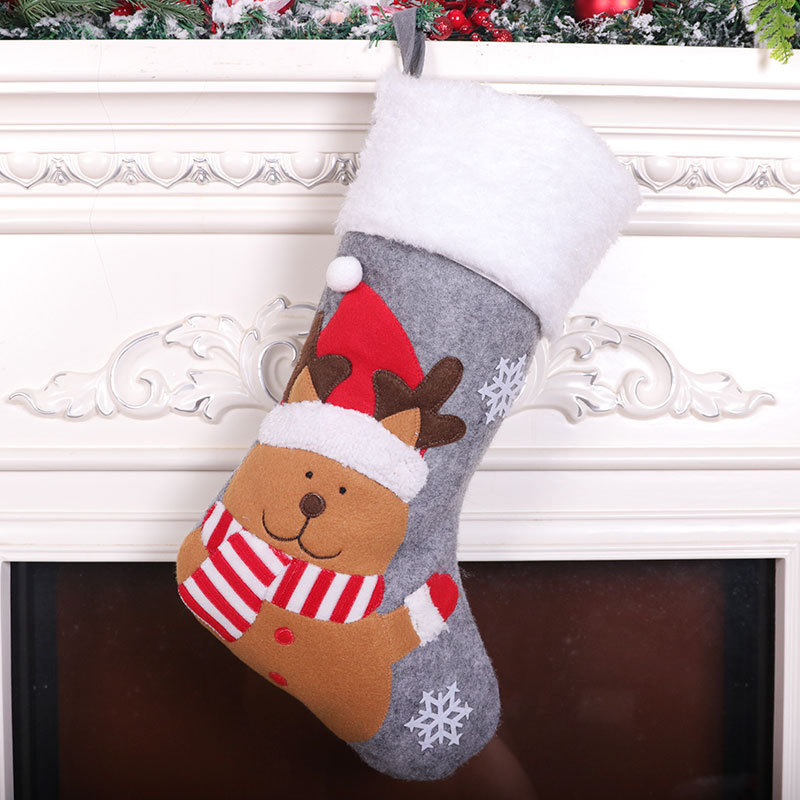 grey christmas sock deer