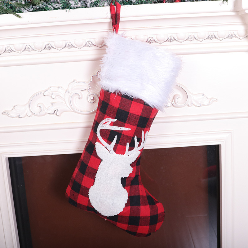 gingham plush socks deer head