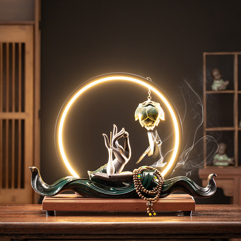 3:Bergamot Zen Heart - Blue [Jade Bottle]   Lotus Hanging Stove