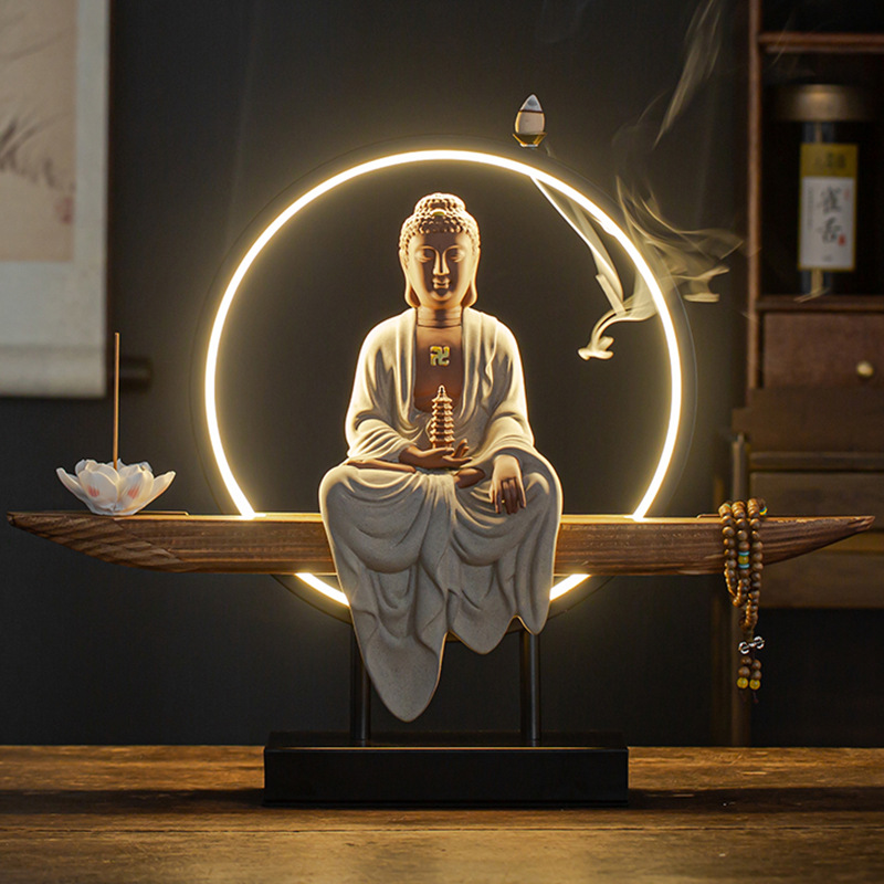 1:Medicine Buddha [painted pottery] complete set of lamp wooden seat 48*10*36.5cm