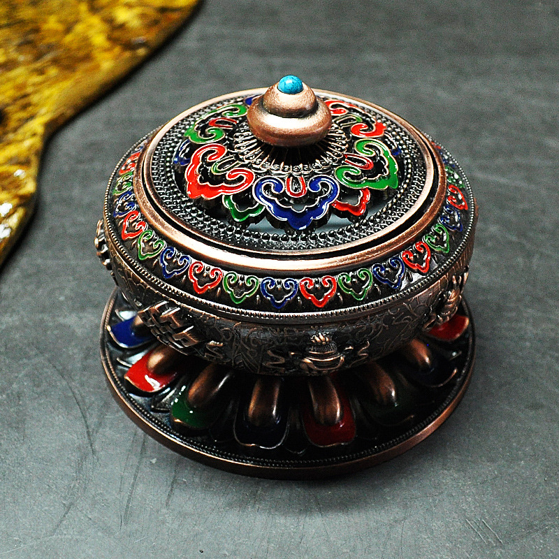 5:Eight treasures painted incense burner red