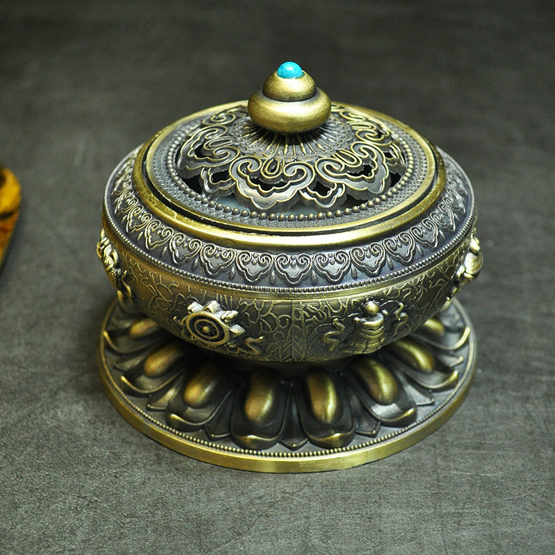 Eight treasures incense burner green