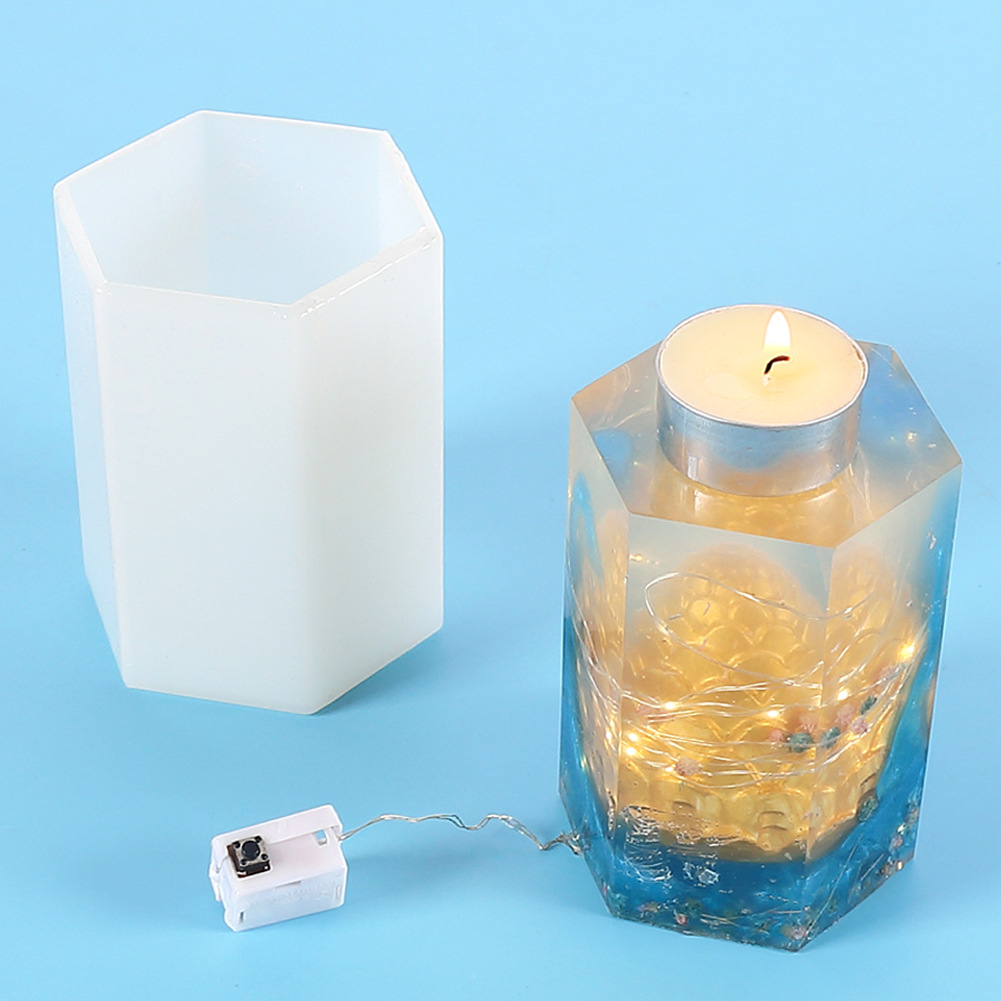 Hexagon Candle Holder Epoxy Mould-Large