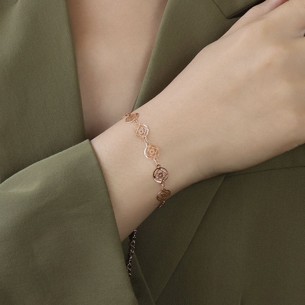 4:E089 Rose Gold Pattern Bracelet 15 5cm