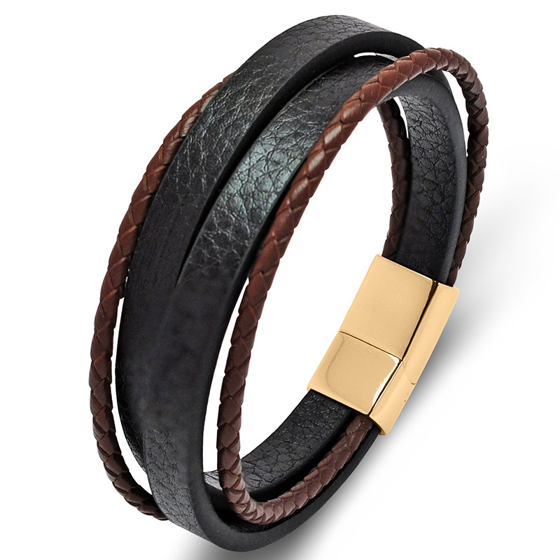 Black brown leather [gold] 20cm