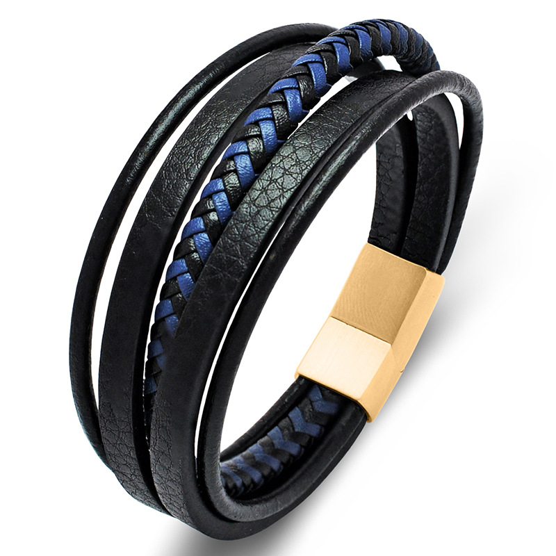 1:Blue black leather [gold]