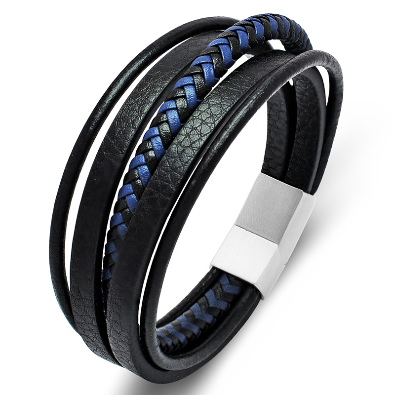 1:Blue black leather [steel color]