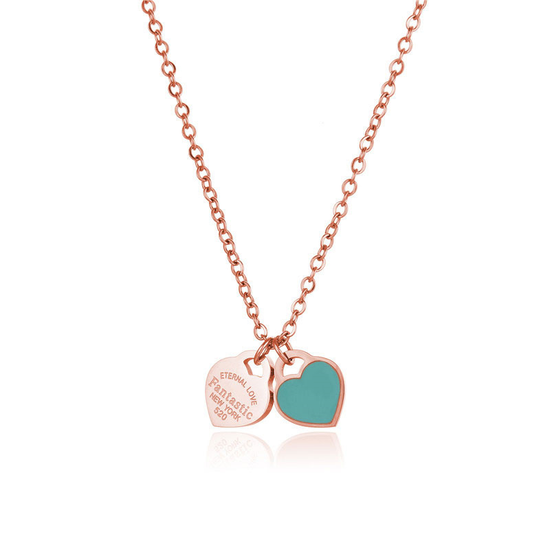 9:Double peach heart rose gold green