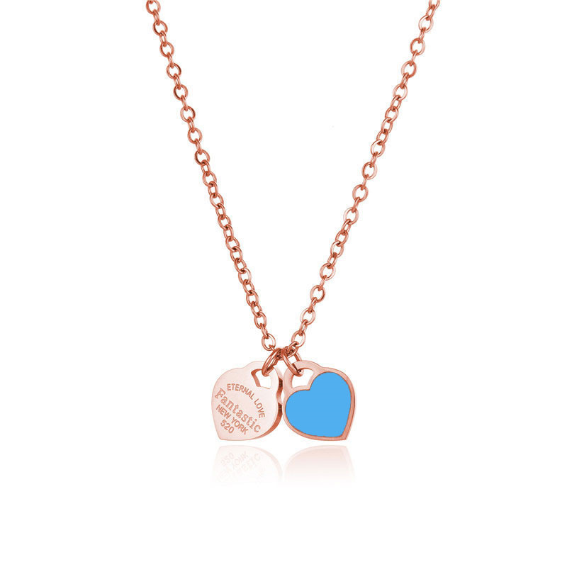 10:Double peach heart rose gold blue