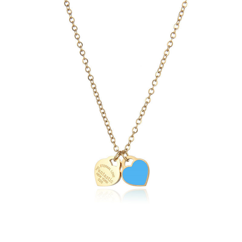 Double peach heart gold blue