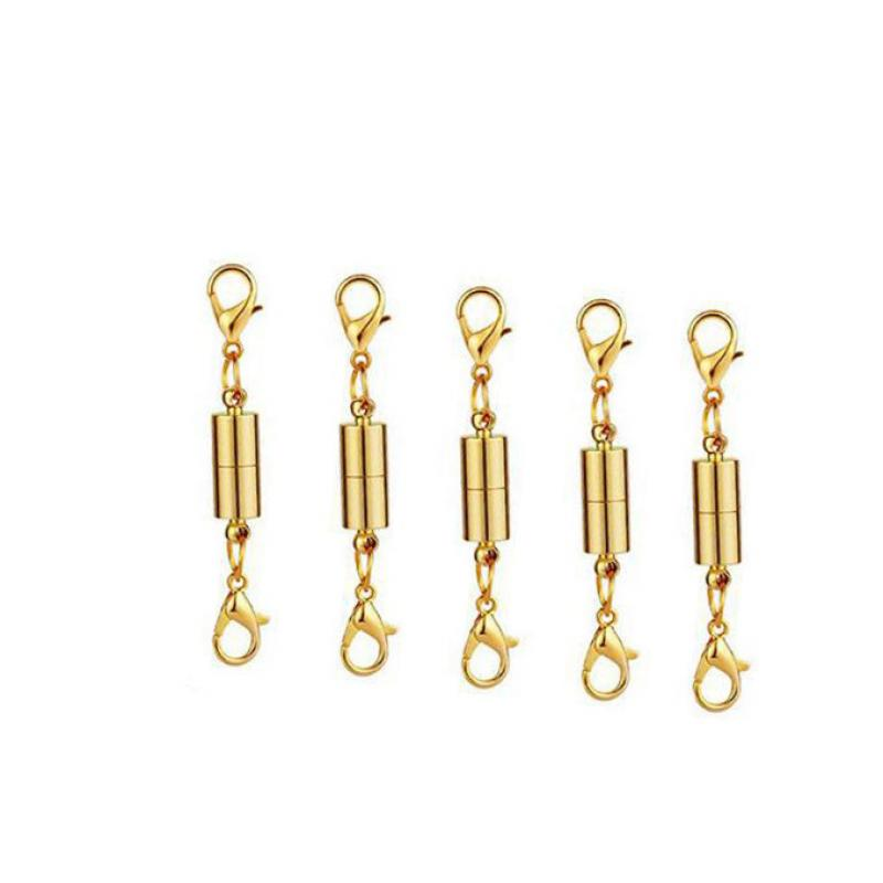 Double lobster clasp golden cylinder 6mm