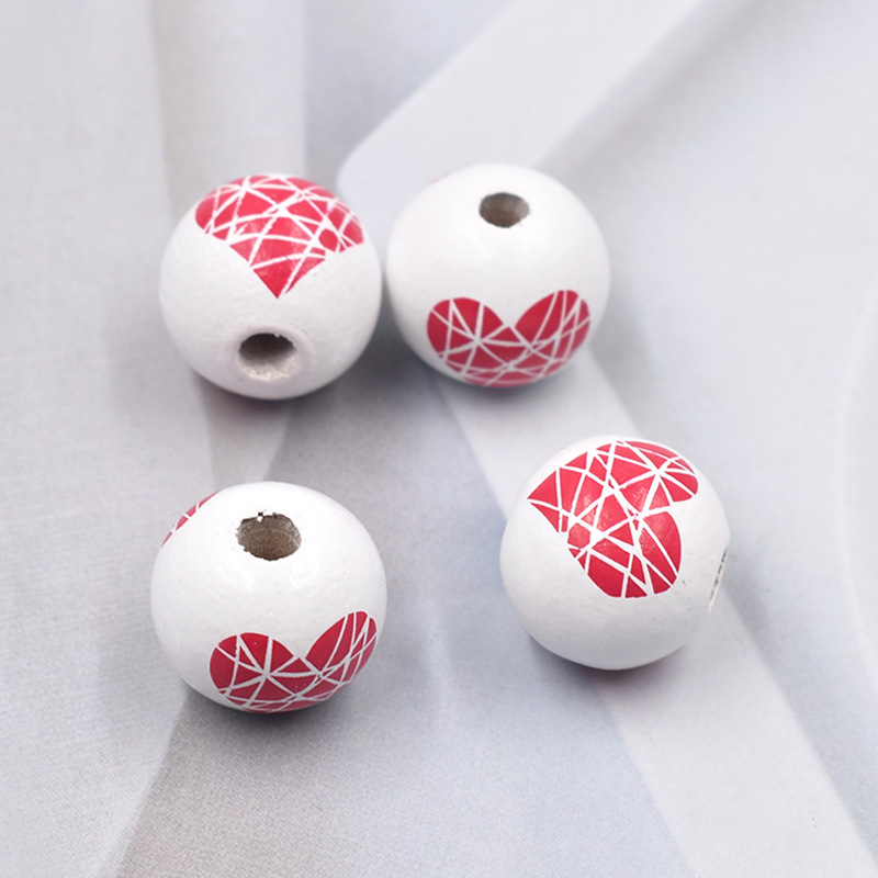 3:White Love Wooden Beads