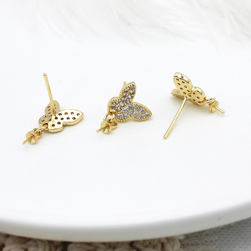 2:Butterfly Stud Earrings (Pair)#9.5*9.5mm